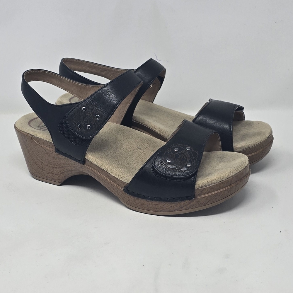 Dansko women 39 us‎ 9 sonnet sandals shoes black leather strappy summer gorpcorp